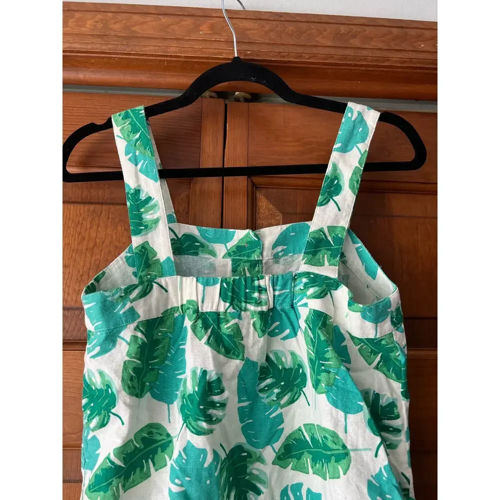 J. Crew Women's Linen-Blend Sleeveless Square Tank Top in Palm Print Size XXS